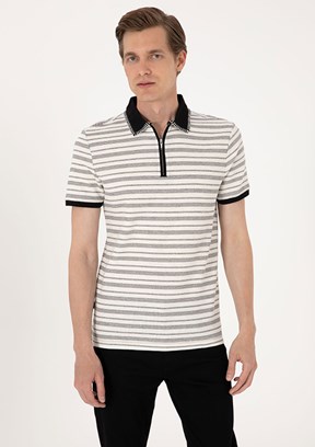PİERRE CARDİN Bej Erkek Slim T-Shirt