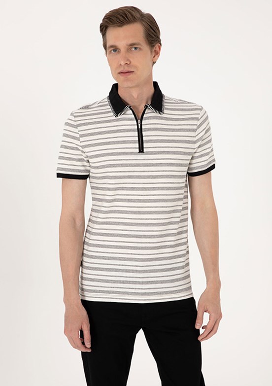 PİERRE CARDİN Bej Erkek Slim T-Shirt