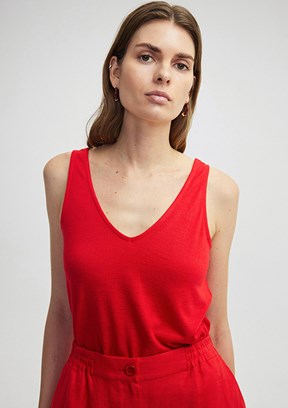 İPEKYOL Kırmızı Kadın V Yaka Basic T-shirt