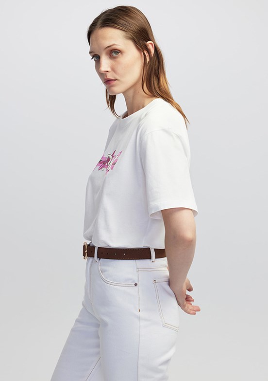 İPEKYOL Beyaz Kadın Baskılı T-shirt
