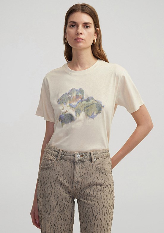 İPEKYOL Açık Natürel Kadın Nakışlı T-shirt