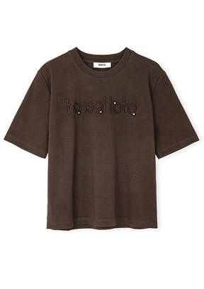 İPEKYOL Kahverengi Kadın Slogan Nakışlı Hotfix Baskılı T-shirt
