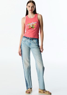 TWİST İndigo Kadın Colorblock Wide Leg Jean Pantolon