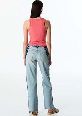 TWİST İndigo Kadın Colorblock Wide Leg Jean Pantolon