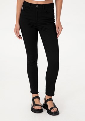 US POLO ASSN Kadın Siyah Oversize Pantolon