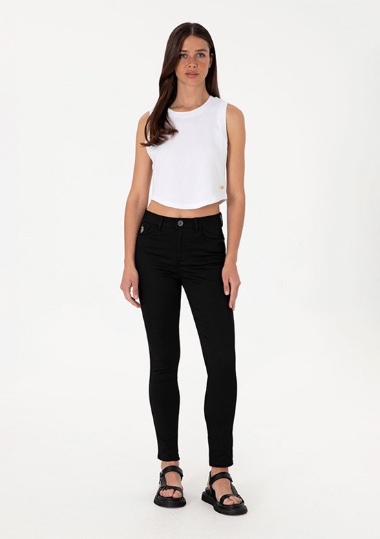 US POLO ASSN Kadın Siyah Oversize Pantolon