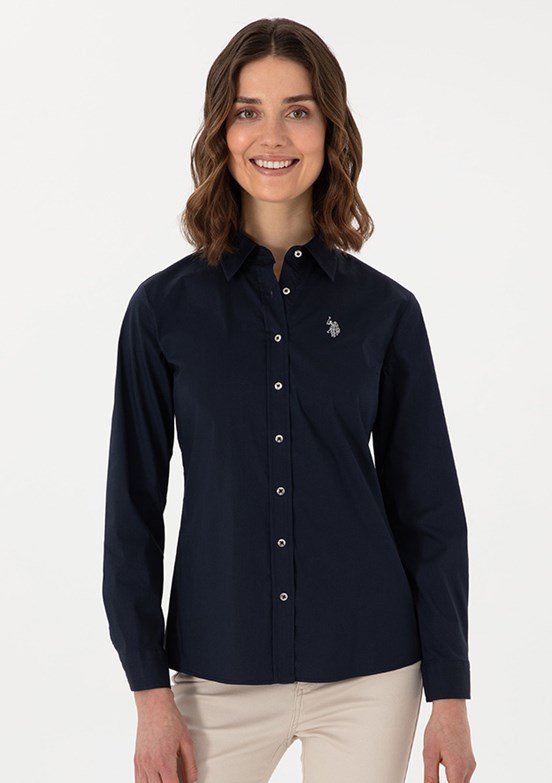 US POLO ASSN Kadın Lacivert Uzun Kol Gömlek