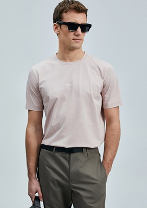 LUFİAN Pembe Erkek Baskılı T-Shirt
