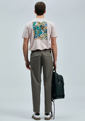 LUFİAN Pembe Erkek Baskılı T-Shirt