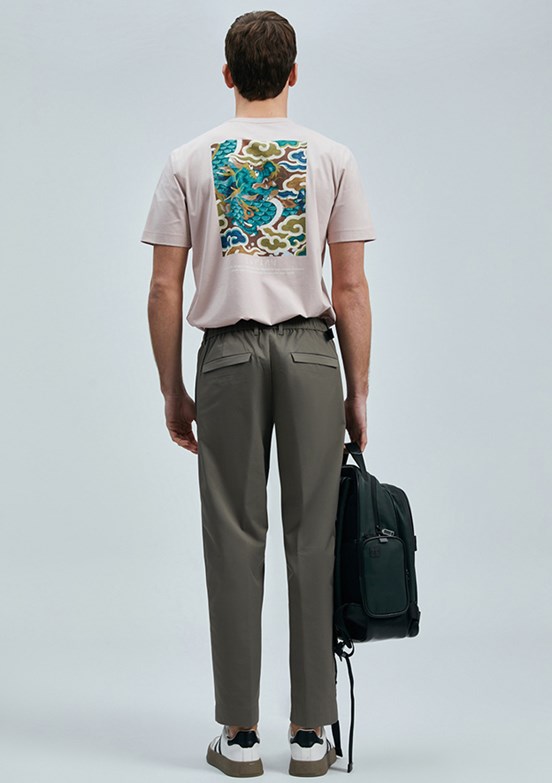 LUFİAN Pembe Erkek Baskılı T-Shirt