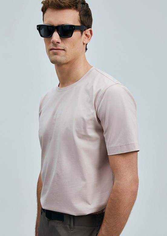 LUFİAN Pembe Erkek Baskılı T-Shirt