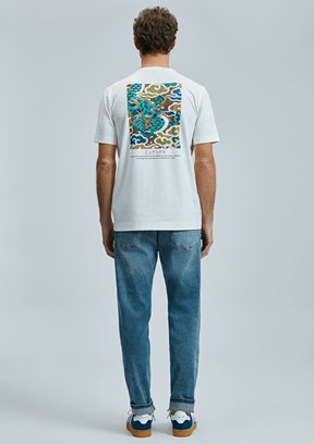 LUFİAN Beyaz Erkek Baskılı T-Shirt