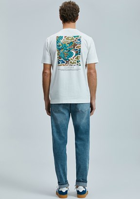 LUFİAN Beyaz Erkek Baskılı T-Shirt