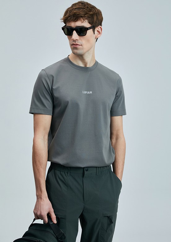 LUFİAN Yeşil Erkek Baskılı T-Shirt