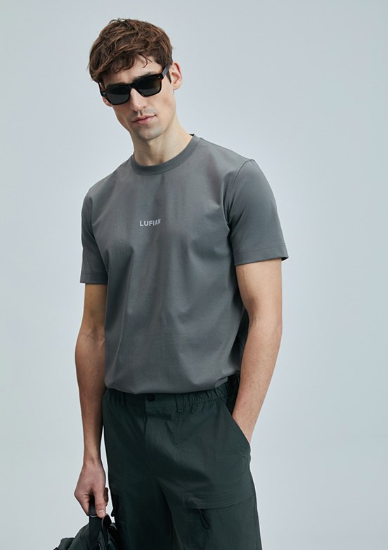 LUFİAN Yeşil Erkek Baskılı T-Shirt