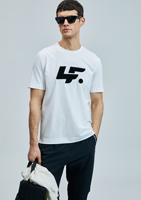 LUFİAN Beyaz Erkek Baskılı T-Shirt