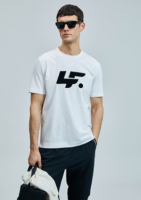 LUFİAN Beyaz Erkek Baskılı T-Shirt