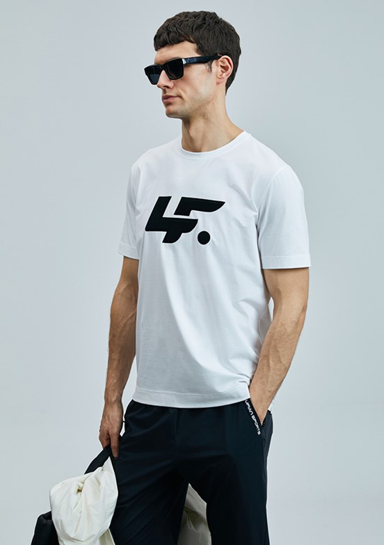 LUFİAN Beyaz Erkek Baskılı T-Shirt