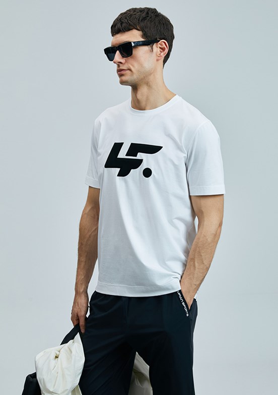 LUFİAN Beyaz Erkek Baskılı T-Shirt