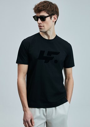 LUFİAN Siyah Erkek Baskılı T-Shirt