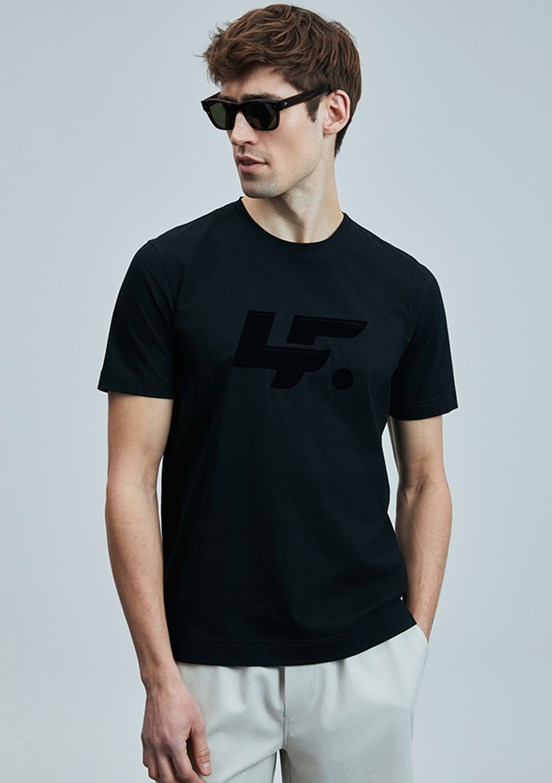 LUFİAN Siyah Erkek Baskılı T-Shirt
