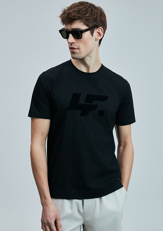 LUFİAN Siyah Erkek Baskılı T-Shirt