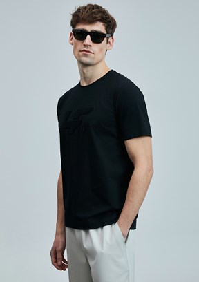 LUFİAN Siyah Erkek Baskılı T-Shirt