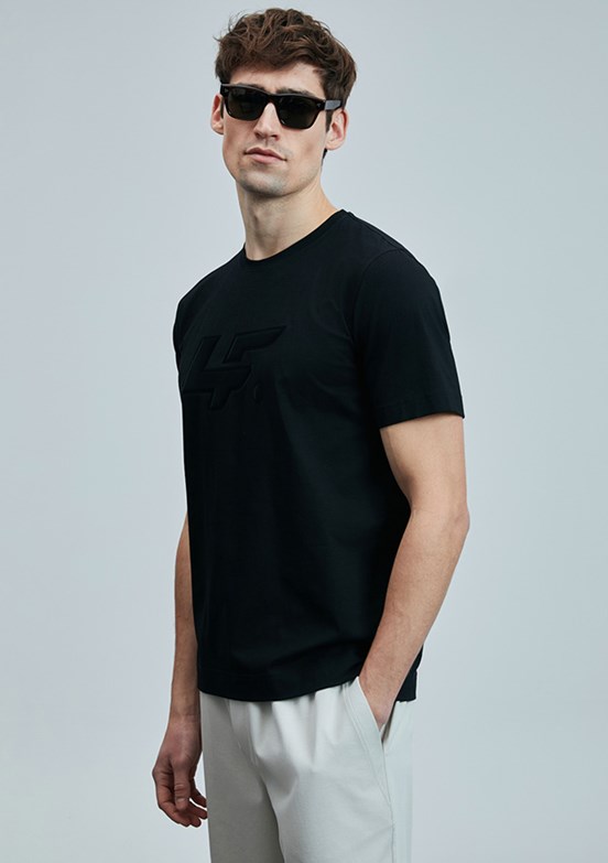 LUFİAN Siyah Erkek Baskılı T-Shirt