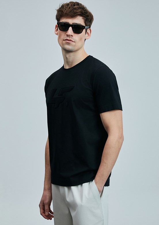 LUFİAN Siyah Erkek Baskılı T-Shirt