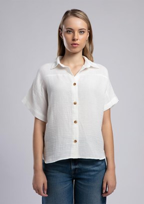 LEE COOPER Kierra Beyaz Kadın Dokuma Gömlek