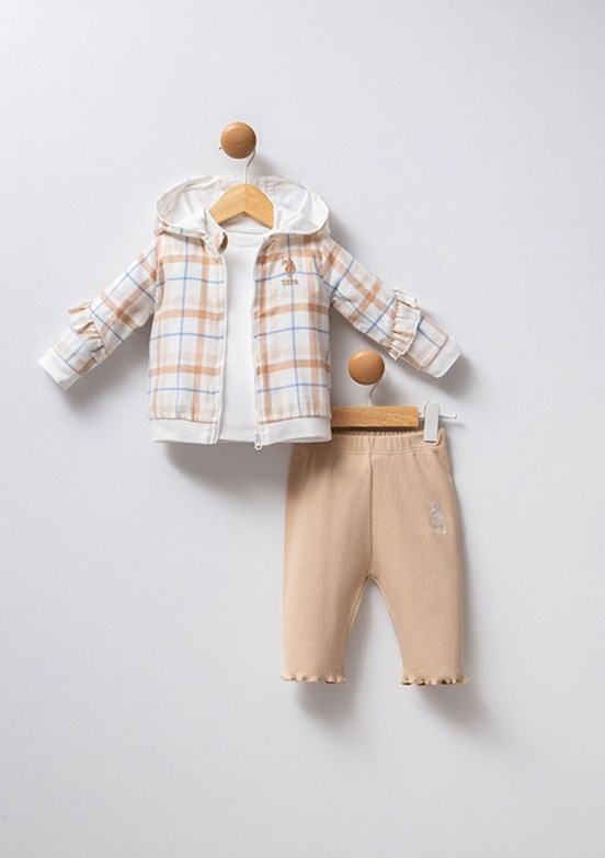 US POLO ASSN Beyaz Kız Bebek Eşofman Takımı