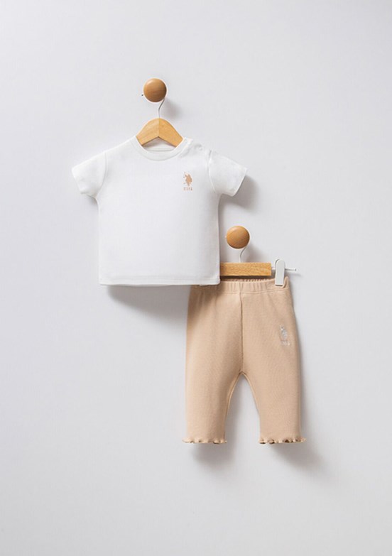 US POLO ASSN Beyaz Kız Bebek Eşofman Takımı