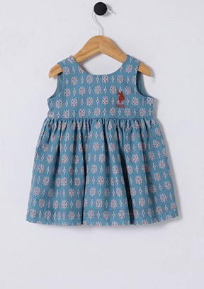 US POLO ASSN Mavi Kız Bebek Basic Elbise