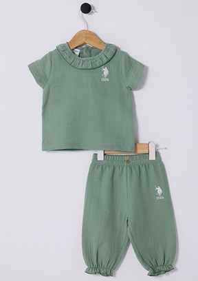 US POLO ASSN Yeşil Kız Bebek Eşofman Takımı