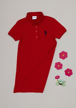 US POLO ASSN Kırmızı Kız Çocuk Örme Elbise