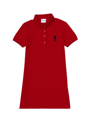 US POLO ASSN Kırmızı Kız Çocuk Örme Elbise