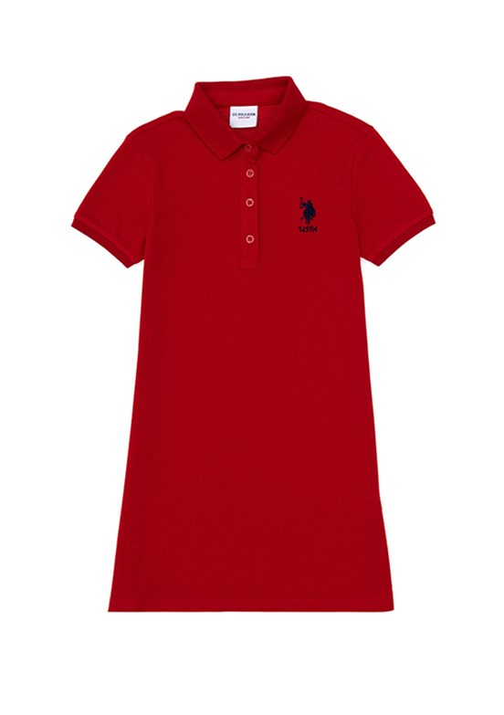 US POLO ASSN Kırmızı Kız Çocuk Örme Elbise