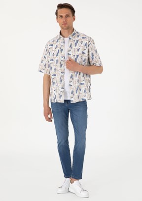 PİERRE CARDİN Mavi Erkek Slim Jean Pantolon