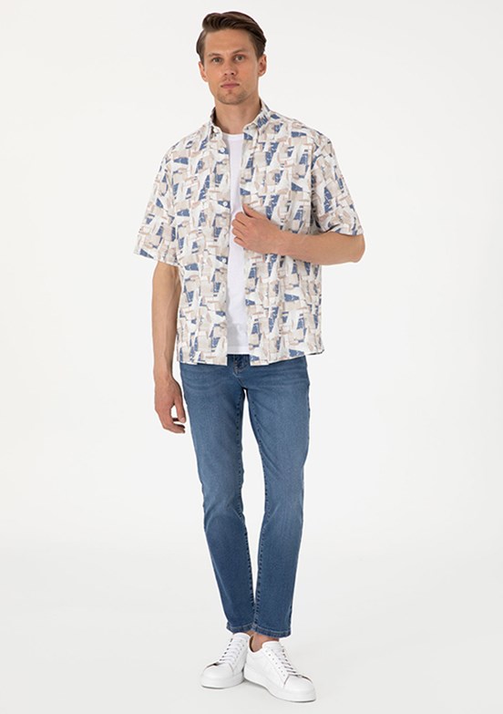 PİERRE CARDİN Mavi Erkek Slim Jean Pantolon