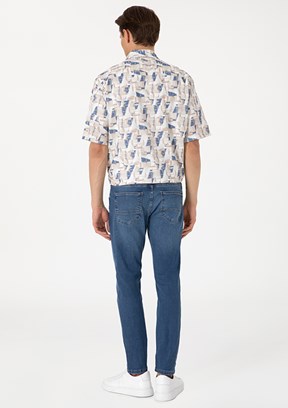PİERRE CARDİN Mavi Erkek Slim Jean Pantolon