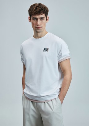 LUFİAN Beyaz Erkek Baskılı T-Shirt