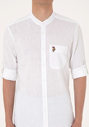 US POLO ASSN Beyaz Erkek Uzun Kol Gömlek