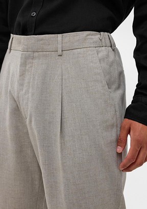 BACKANDBOND - B34S30016 Erkek Bej Beli Lastikli Pantolon