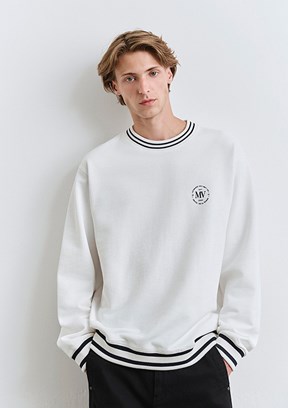 MAVİ Beyaz Erkek Şerit Detaylı Sweatshirt