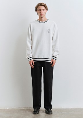 MAVİ Beyaz Erkek Şerit Detaylı Sweatshirt