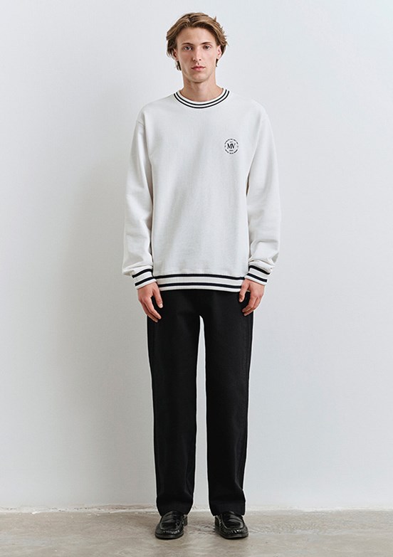 MAVİ Beyaz Erkek Şerit Detaylı Sweatshirt