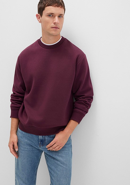 MAVİ - M0S10276-70434 Erkek Bordo Bisiklet Yaka Sweatshirt
