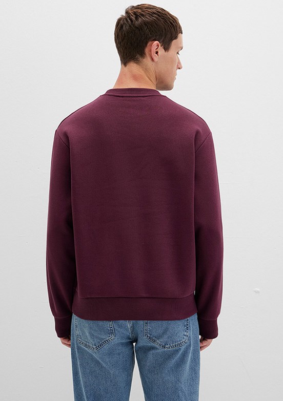 MAVİ - M0S10276-70434 Erkek Bordo Bisiklet Yaka Sweatshirt