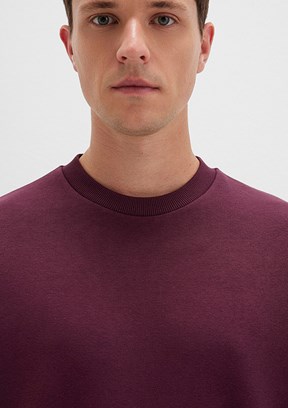 MAVİ - M0S10276-70434 Erkek Bordo Bisiklet Yaka Sweatshirt