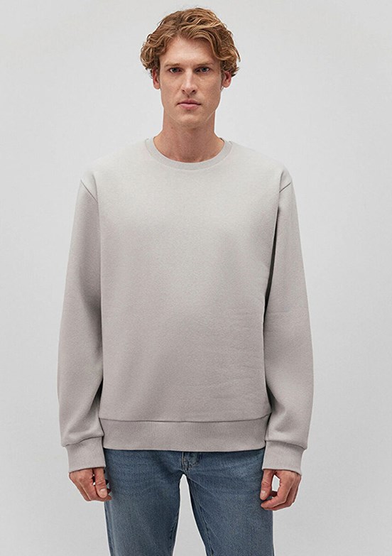 MAVİ - M0S10276-81582 Erkek Gri Bisiklet Yaka Sweatshirt